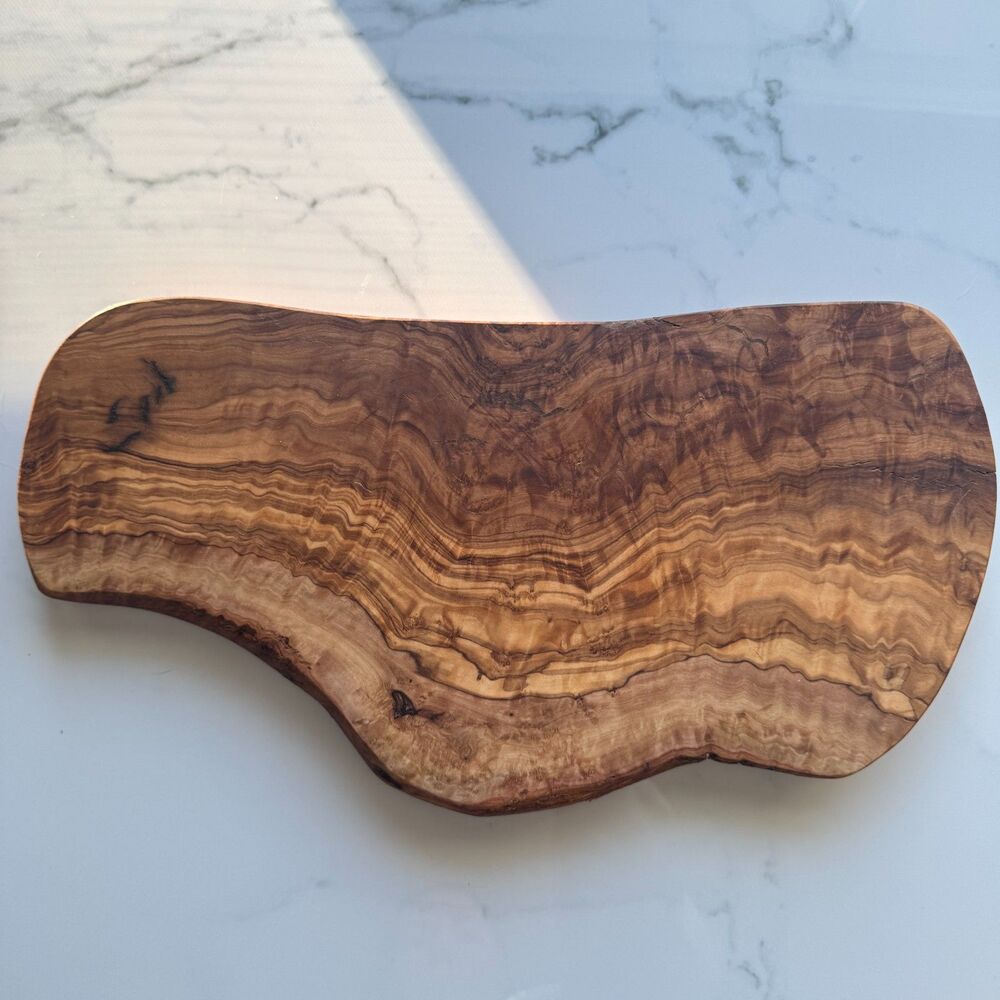 Hand Carved Solid Olive Wood Serving Board with Natural Grain